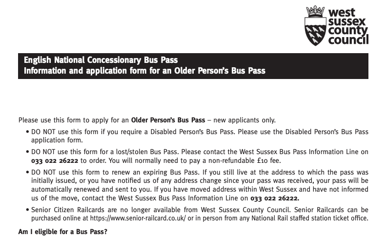 Certificates and Forms - Concessionary Travel Token