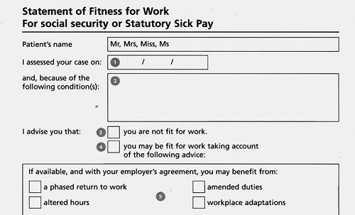 Certificates and Forms - Private Sick Note