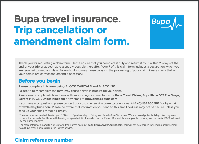 Certificates and Forms - Travel Cancellation Form/ Fitness to travel 